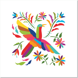 Mexican Otomí Colorful Flying Bird by Akbaly Posters and Art